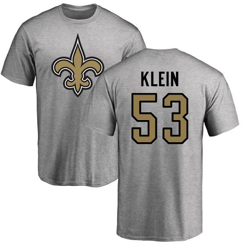 Men New Orleans Saints Ash A J  Klein Name and Number Logo NFL Football #53 T Shirt->new orleans saints->NFL Jersey